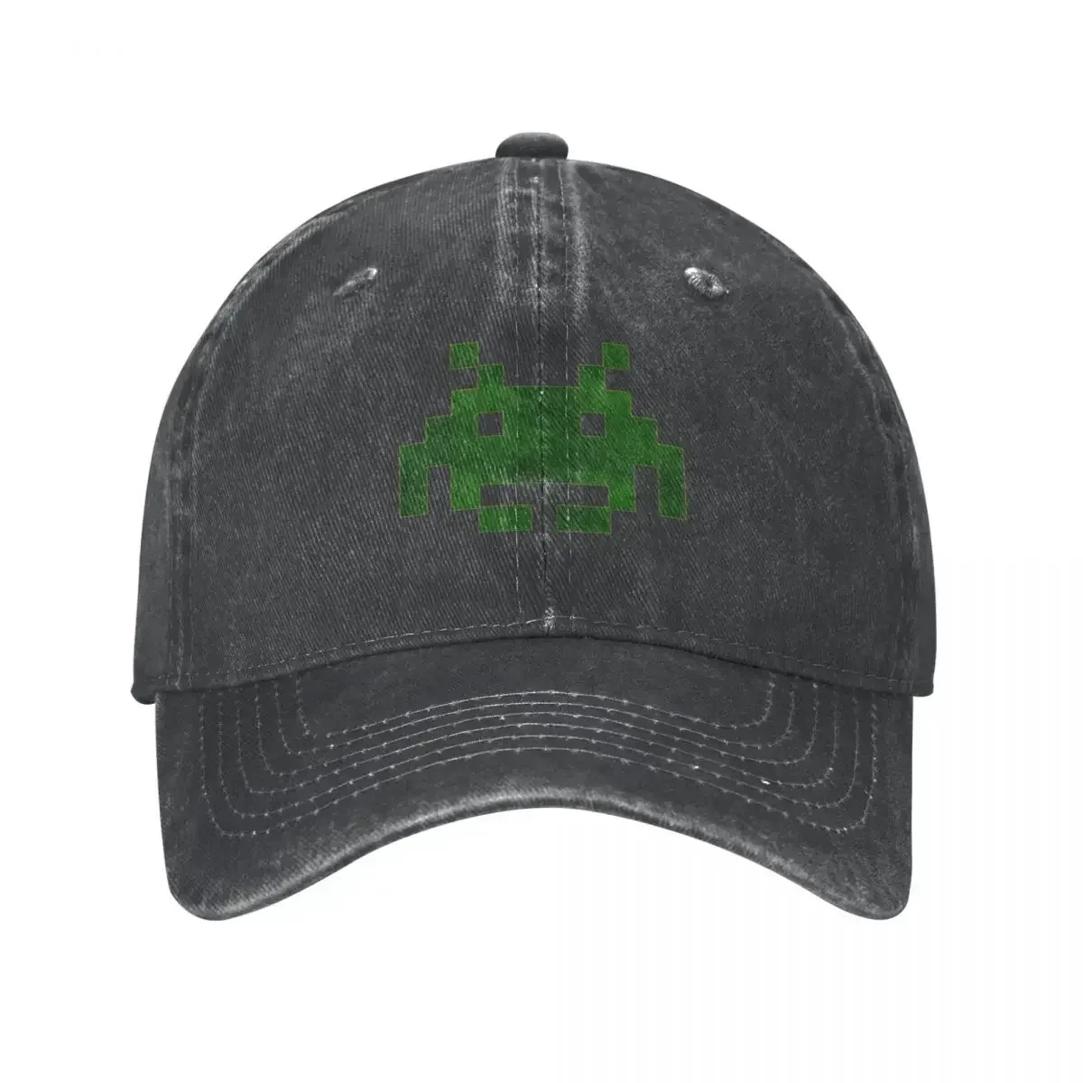 New GEEK Space Invaders Green Denim Unisex Style Baseball Cap Gamer Games Oversized Distressed Washed Hats Cap Activities Headwe