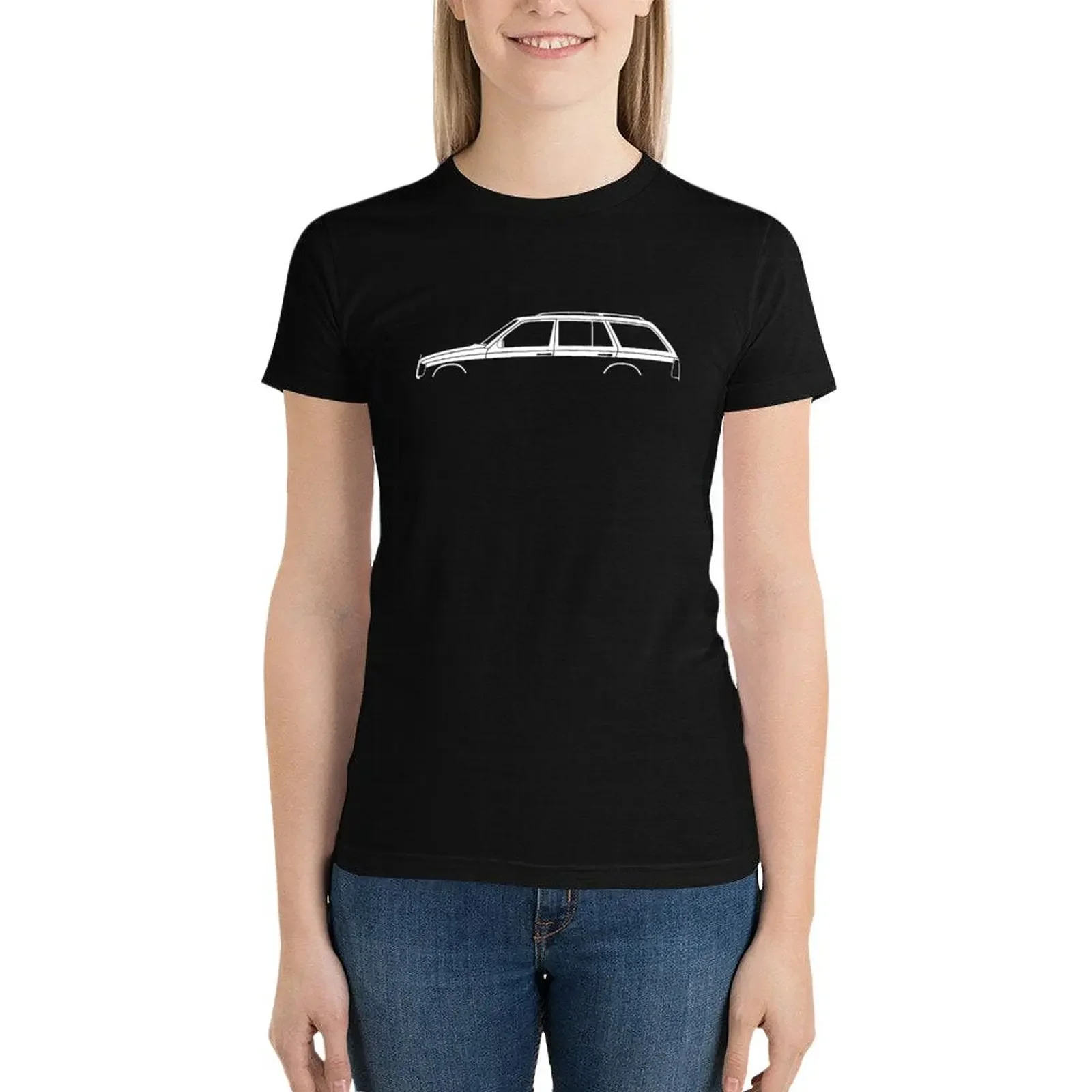 Car silhouette - W124 station wagon T-Shirt summer top lady clothes Aesthetic clothing summer tops Women clothing