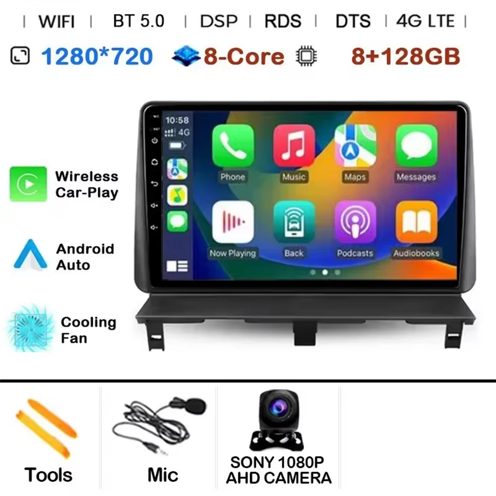 Android 15 autoradio multimediaspeler GPS DSP voor Peugeot Partner 1 2002 - 2008 Partner Origin 1 2008 - 2011 met Carplay