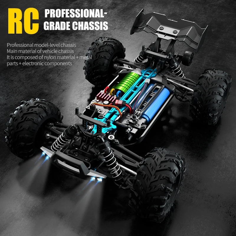 RC Car High Speed Remote Control Car Strong Shock-Absorbing Long Endurance With Adapt To All-Terrain LED Headlight 4WD Kid Toys