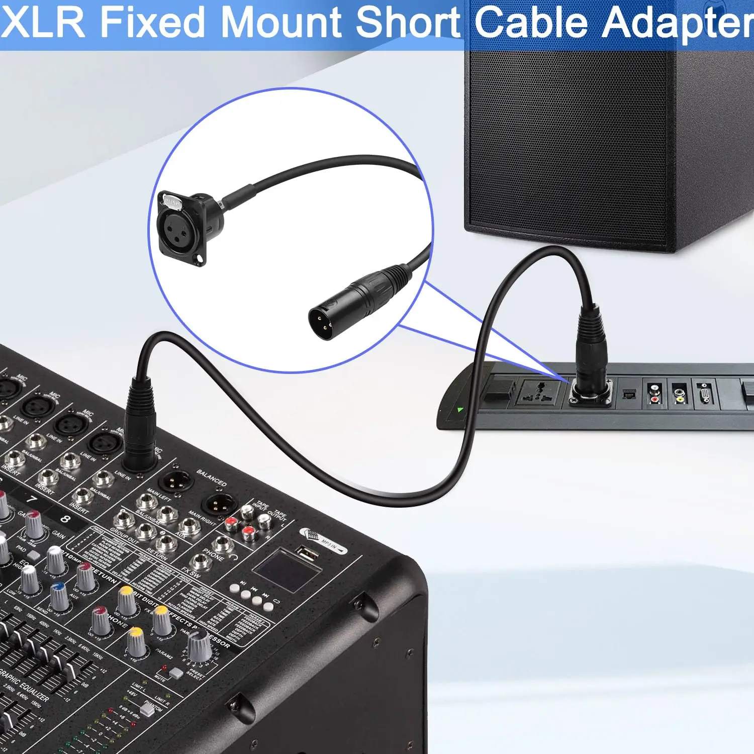 D-Type XLR Male Panel Mount to XLR Male/Female Connector Pass Through Cable,3 Pin Mic XLR Feed/Pass Thru Converter