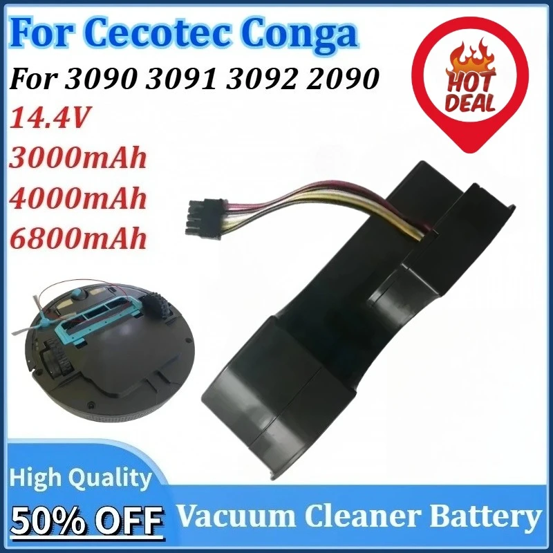 

14.4V 6800mAh Newly upgraded Replacemen Vacuum Cleaner Batteryt for Cecotec Conga 2090 1690 3090 3091 3092 Rechargeable Battery