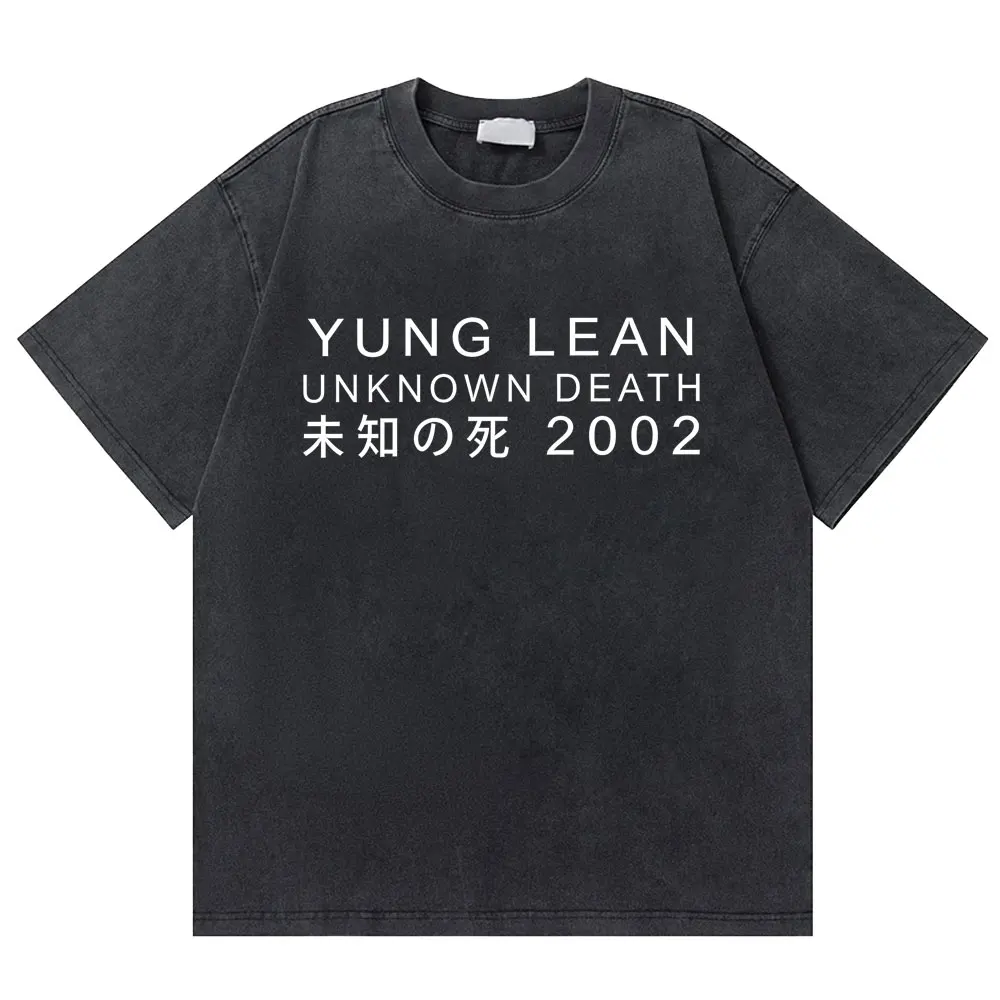 Rapper Yung Lean T-shirt Unknown Death 2002 Vintage Washed T-shirts Men Women Hip Hop Fashion Oversized T Shirt Male Streetwear