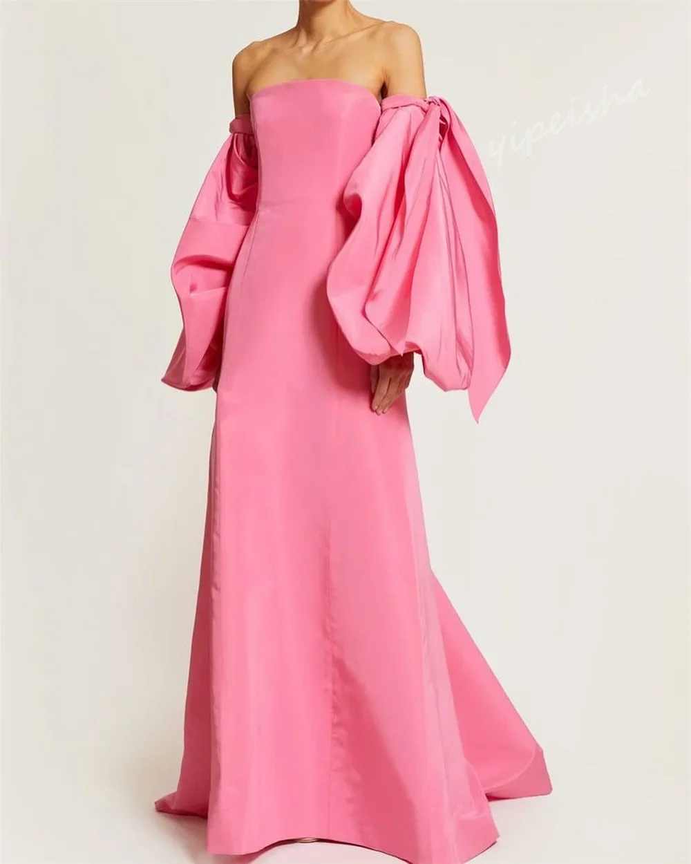 Yipeisha Prom Dress Fashion Off-the-shoulder A-line Floor Length  Dresses Bowknot Satin Customized