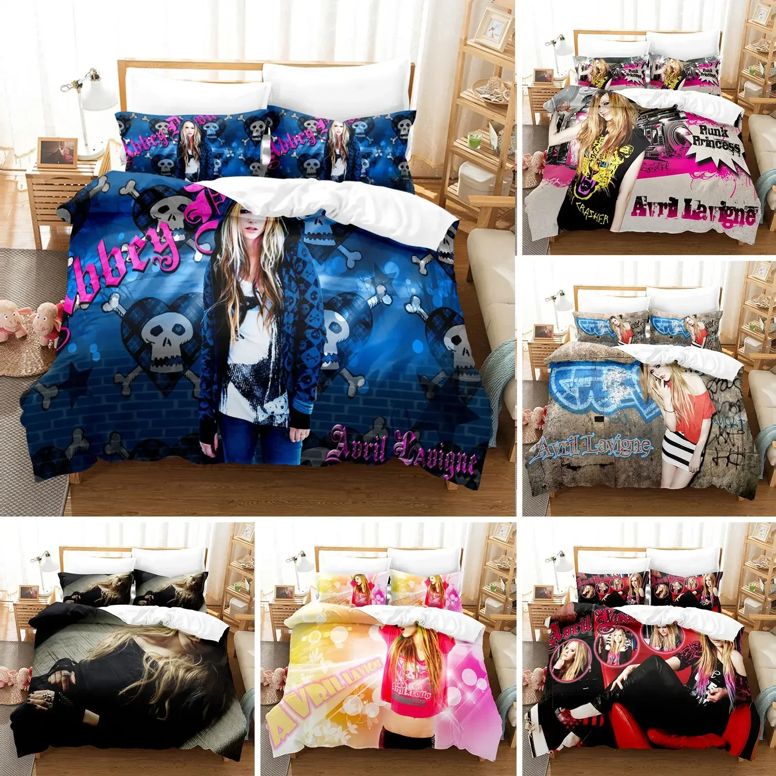 3D Printed Avril Lavigne Bedding Set Duvet Cover Bedroom Comforter Covers Single Twin King ​Size Quilt Cover Home Textile 2/3PCS