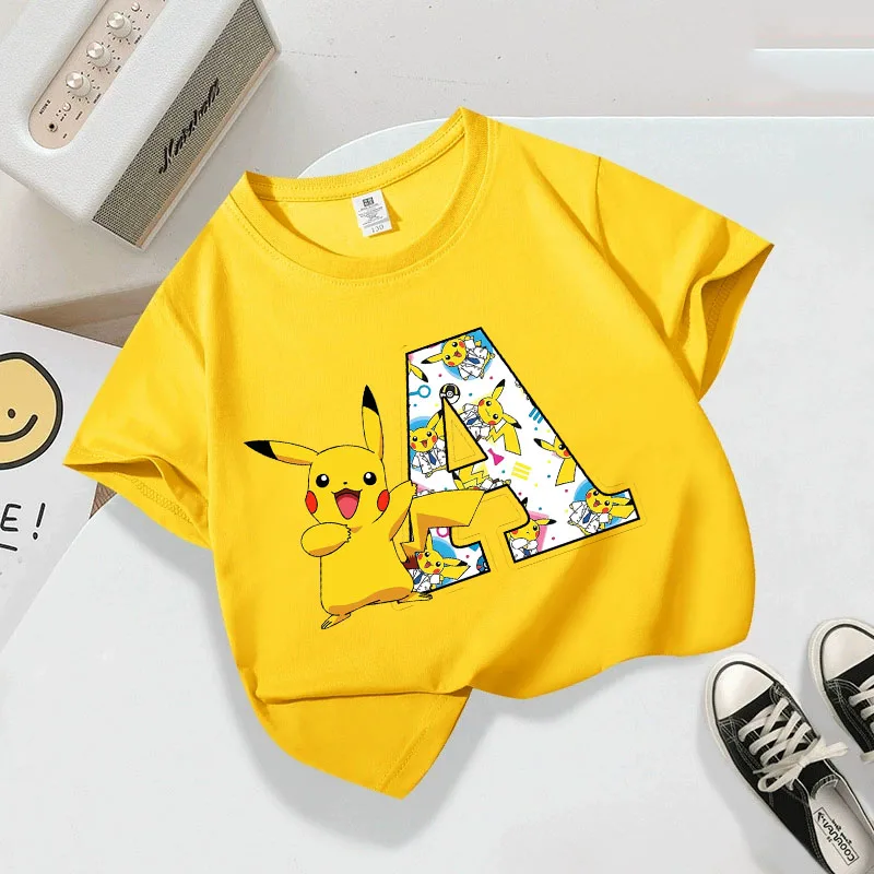 2025-ポケモンキッズ半袖夏ベビーラウンドネック綿レター-a-z-tシャツ男の子女の子快適なトップスかわいい-tシャツギフト