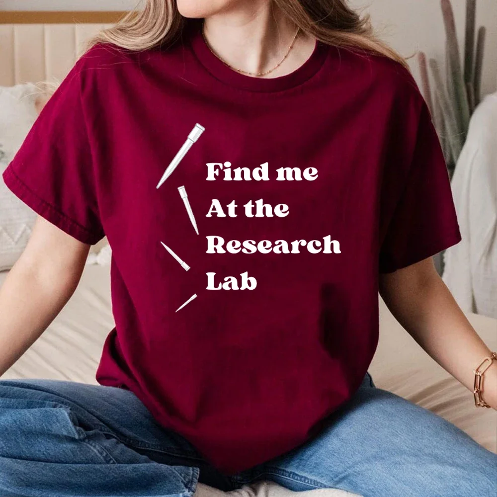 Trovami al laboratorio di ricerca T-shirt grafiche Camicia vintage Cotone estivo traspirante Manica corta O-Collo Top Streetwear Donna