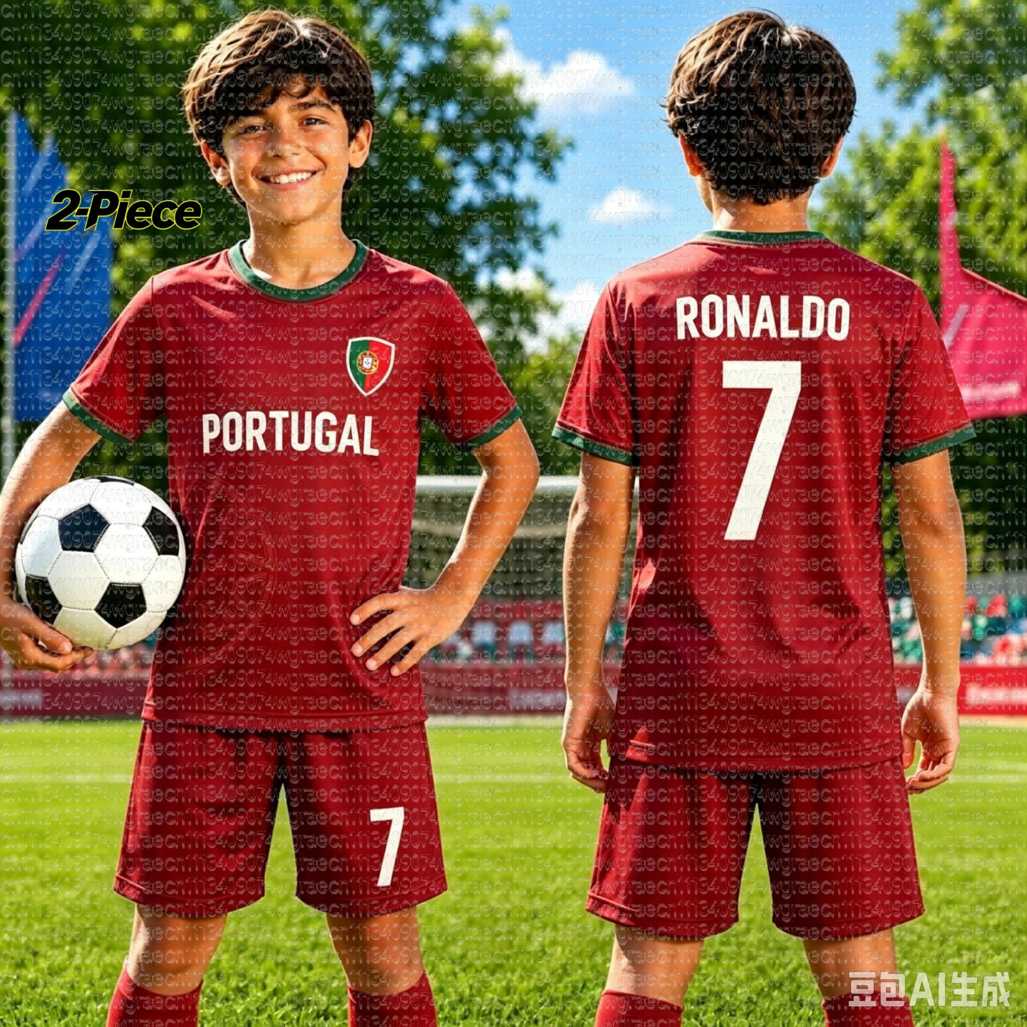 2026 Spezial Nr. 7 Ronaldo Fan Fußballtrikot und Shorts Set für Damen, Herren und Kinder – Portugal Fan-Outfit für den Sommer, 2-teiliges Set – Detail 6