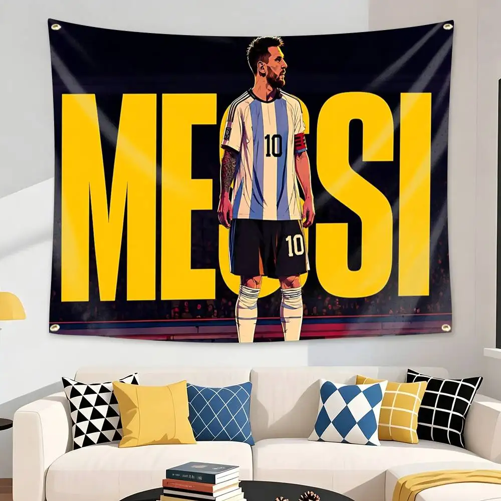 Leo GOAT NO-10 M-Messi Flag Tapestry Banner for Bedroom Living Room Outdoor Camping Custom Supported