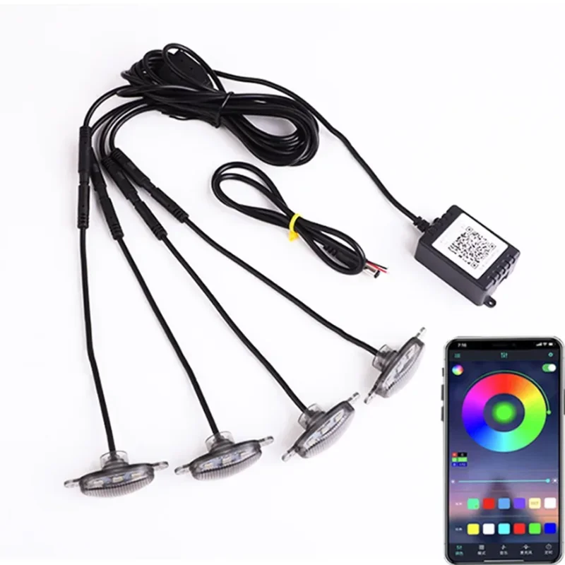 RGB Car Front Grille Lighting APP Control 12V Led Grid Grill Light for Modify Off-road Vehicles Jeep SUV Decorative Signal Lamp