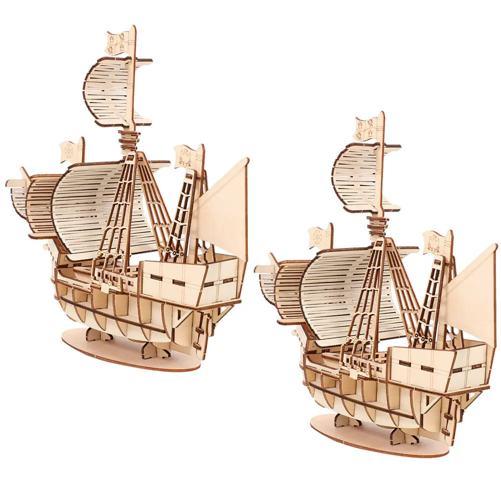 

2 набора деревянных 3D-пазлов-парусников для самостоятельной сборки, для взрослых и детей 8-14 лет, уникальный набор для развития мышления и творчества