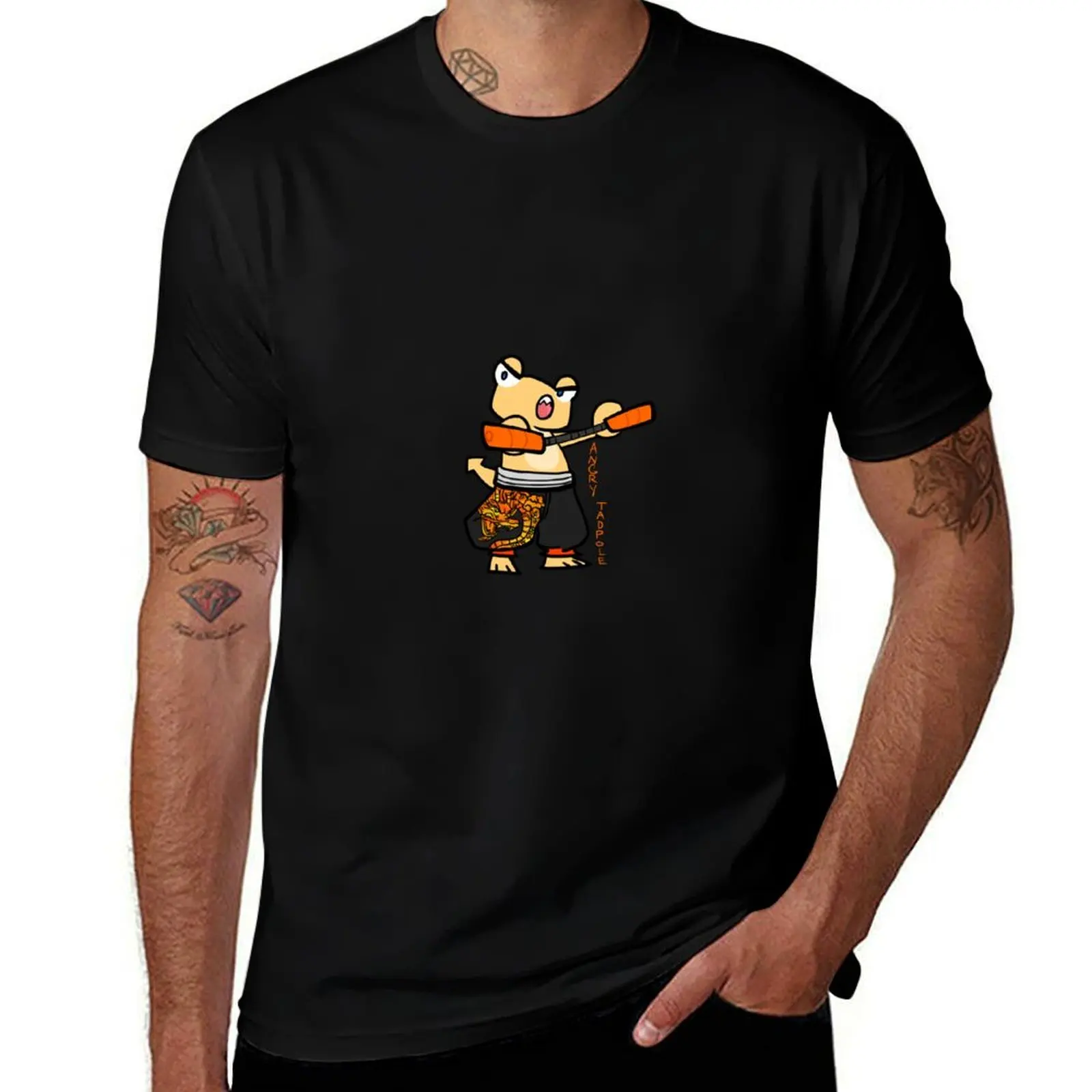 Angry Tadpole - Nun-chucks T-Shirt Large Size Soft Cotton T-Shirt