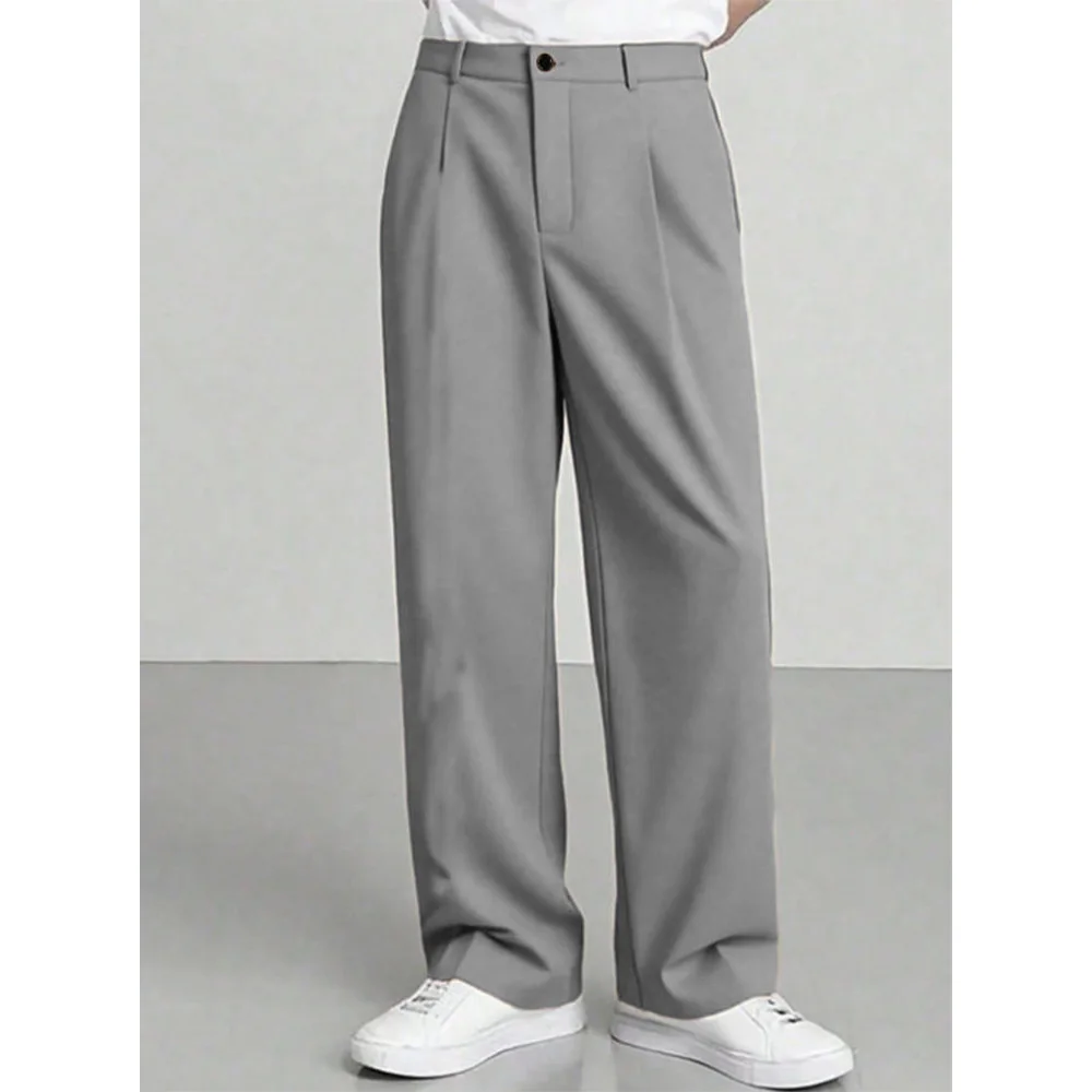 Mens Chino Suit Pants Straight Leg Classic Solid Color Formal Trousers Business Office Wear Flat Front Dress Pants for Men Casua