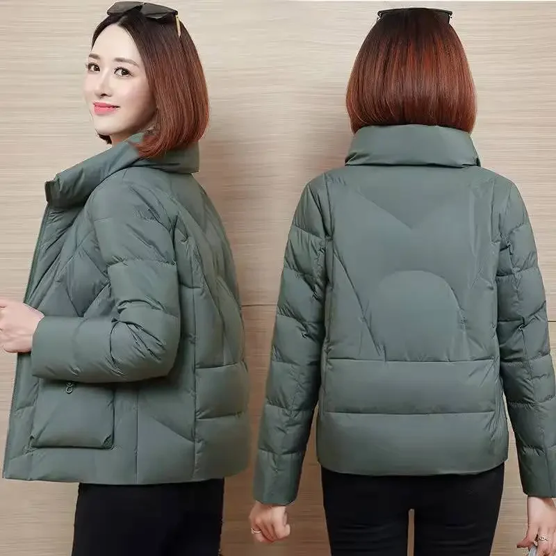 Korean Fashion Short down Jacket Women 2024 Winter Parkas Warm Padded Coat Stand Collar Thick Casual ladies Bread clothes R403