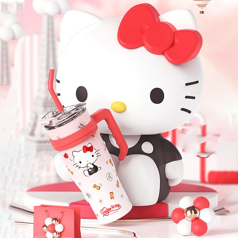 Sanrio izolowana butelka na wodę Hello Kitty śliczna figura słomka o dużej pojemności termos 700ml kubek moja melodia Cartoon dzieci kubek prezenty