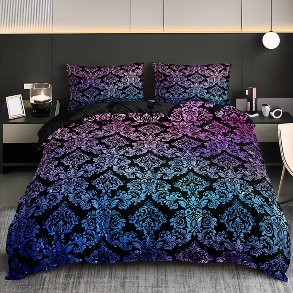 3pcs Bedding Set Black Bohemian Style Print Cozy Duvet Cover Set King Queen Twin Single Size Birthday Gift Adult Bedroom Decor