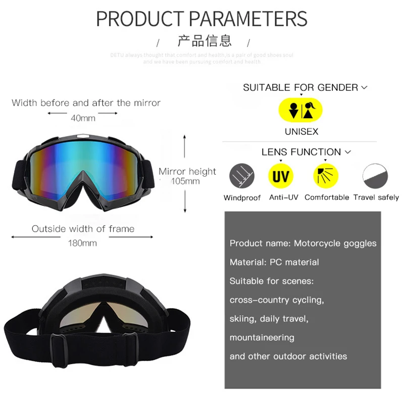 

Outdoor Motorcycle Goggles Cycling MX Off-Road Ski Sport ATV Dirt Bike Racing Glasses Women Men For Motocross Goggles Google