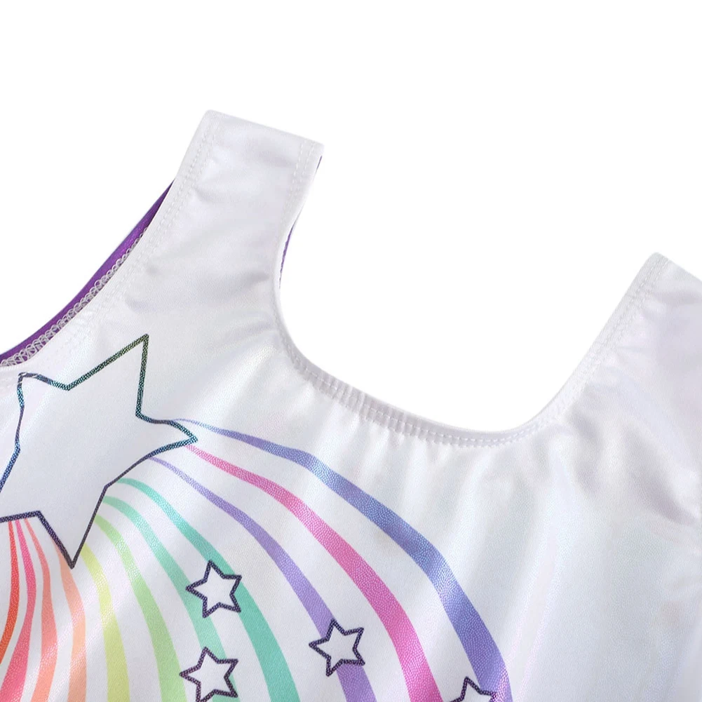 Kids Girls Gymnastics Leotards Sleeveless Sparkly One-Piece Breathable Girls\' Activewear Dresses 5-14 Years