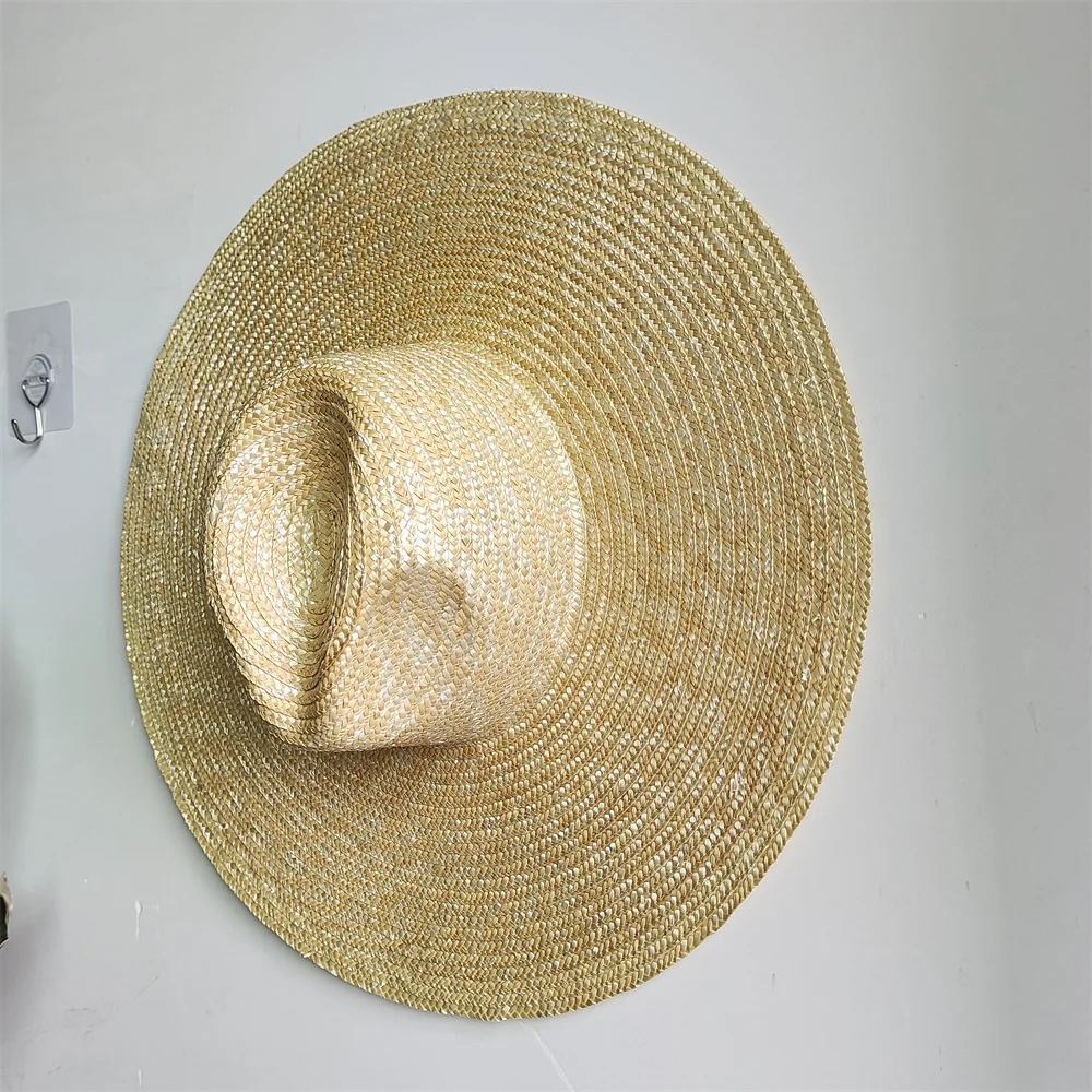 Oversized Jazz Natural Straw Hat Summer Sun Protection Hat Men's and Women's Outdoor Sun Hat Fishing Hat