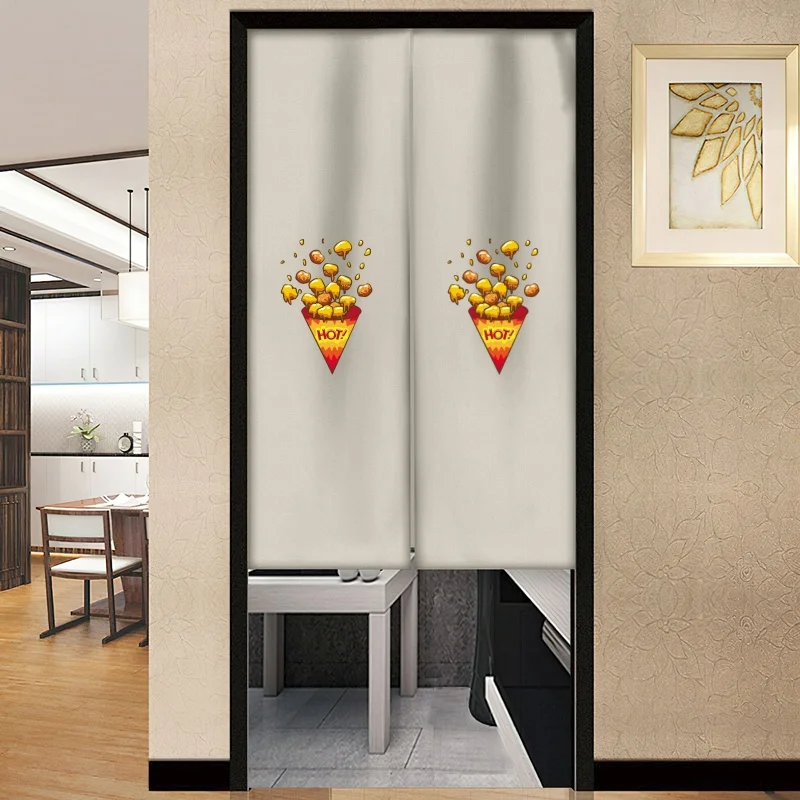 Fried Chicken Shop Door Curtains Fast Food Shop Kitchen Partition Decorate Noren Japanese Curtain Burger Shop Logo Half-Curtain