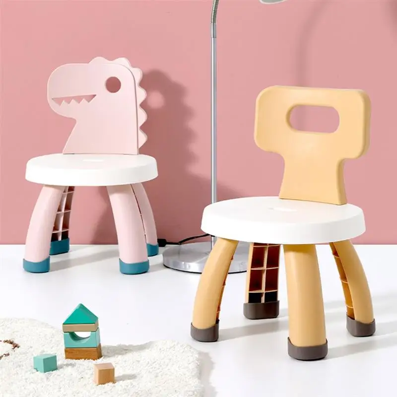 Silla trasera de dinosaurio de dibujos animados para niños, diseño ergonómico, piezas de rompecabezas encantadoras, taburete para el hogar, guardería, 1 Uds.