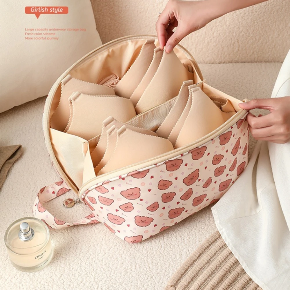 Travel Underwear Storage Bag Women's Portable Bra Bag Three-in-One Private Item Storage Bag Polyester Fiber Travel Bra Organizer