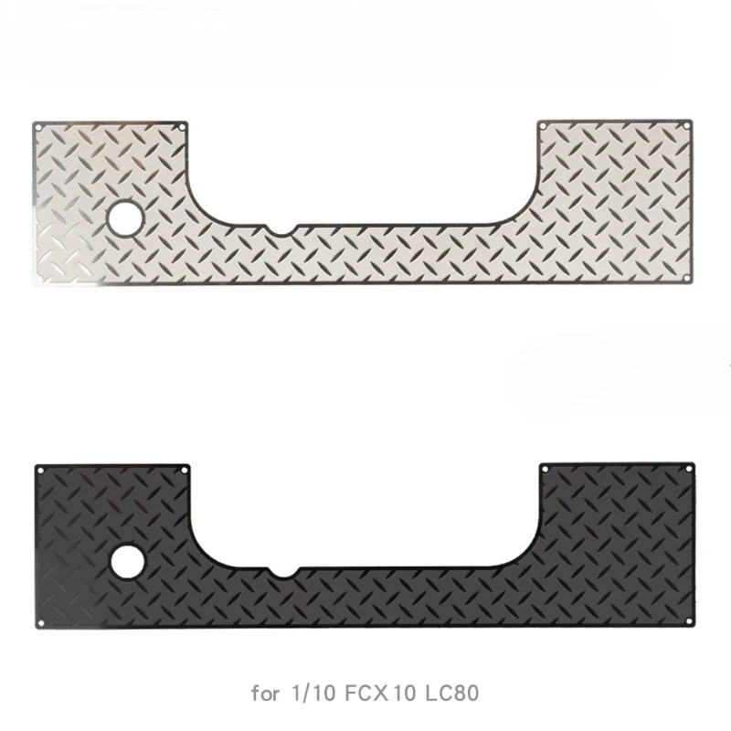 Placa de deslizamiento inferior para puerta trasera, modificación protectora de acero inoxidable para coche trepador de control remoto 1/10 FCX10 LC80, accesorios mejorados, 1 Uds.