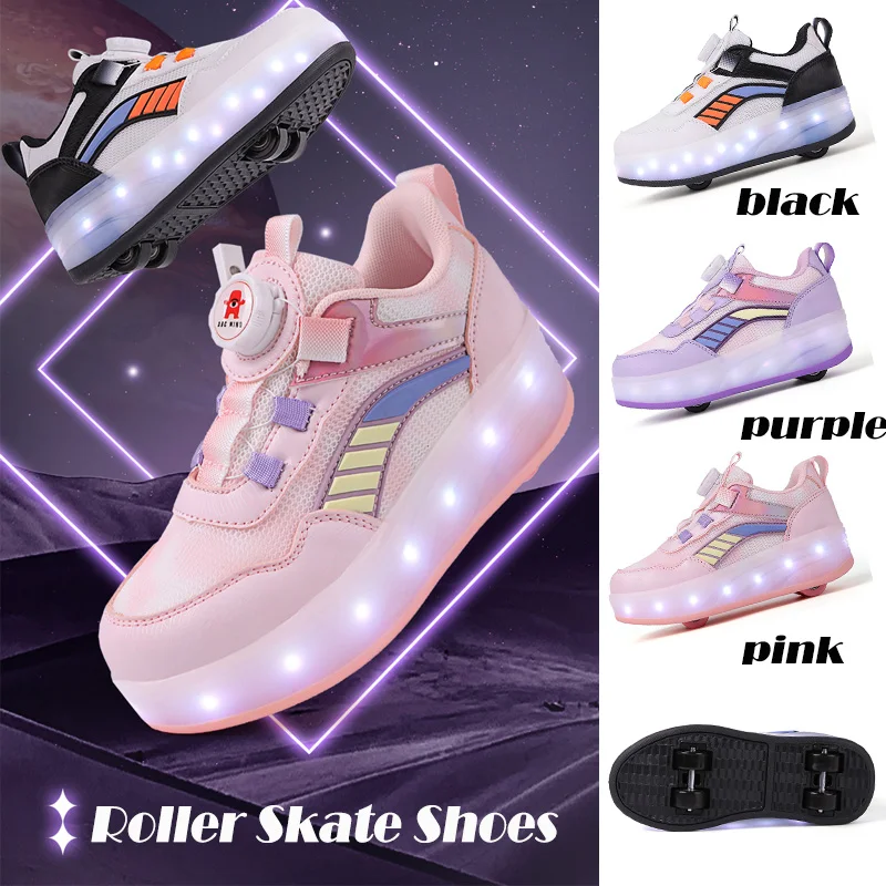 Kids Roller Skate Shoes size29-40 Children 4 Wheels Detachable Parkour Casual Boys Girls Fashion Deformation Skating Shoes