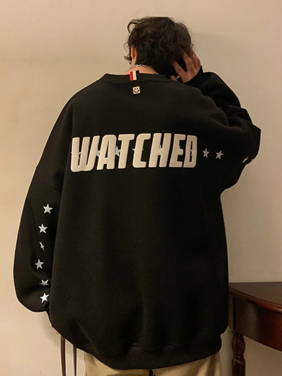 

Мужская толстовка оверсайз с круглым вырезом, весенне-осенняя, плотная, для учащихся средней школы, молодежная повседневная одежда