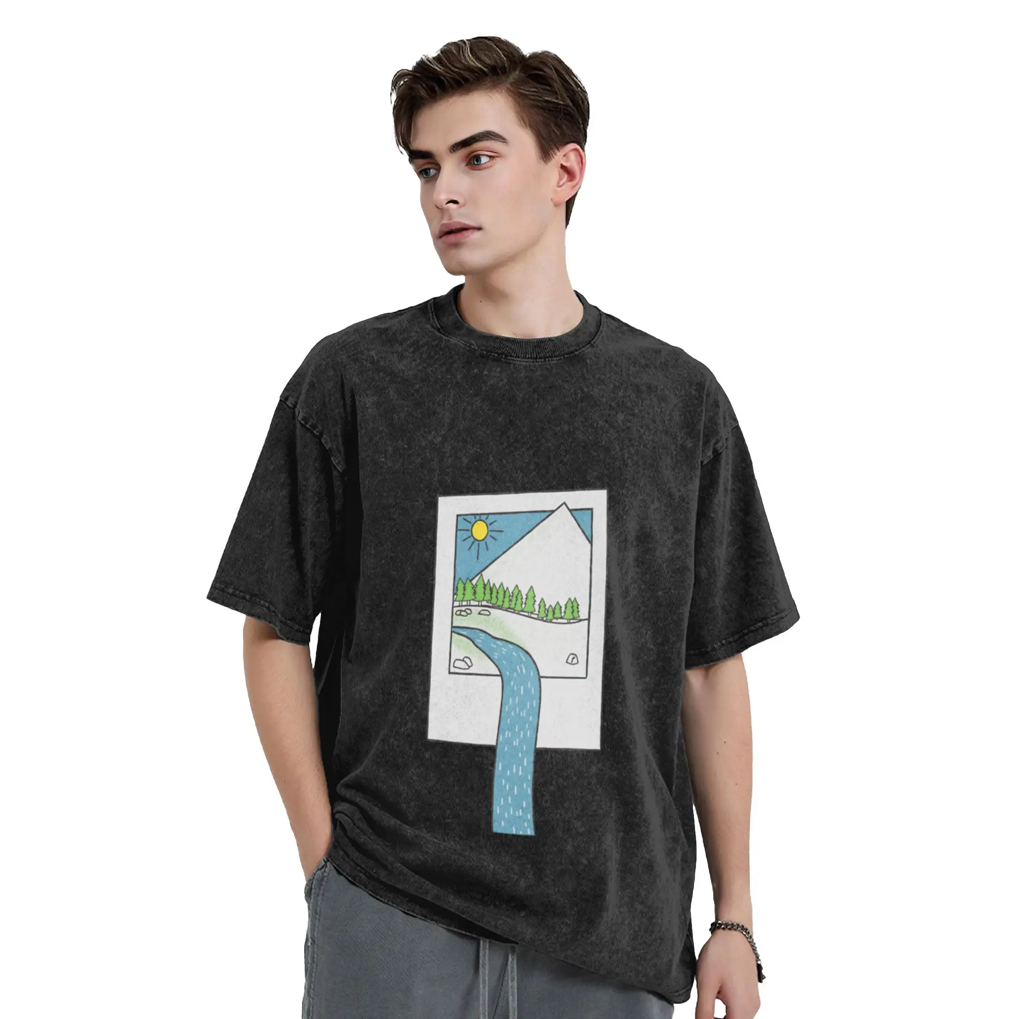 Scenery Picture  Unique Comfort A Washed T Shirt Men's Women's Oversized Cotton Tees Tops
