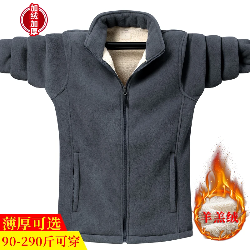 Winter Lambswool Zipper Hoodies Thicken Warm Jackets Long Sleeve Sweatshirts Casual Sports Fleece Black Coats Hooded Men Coat