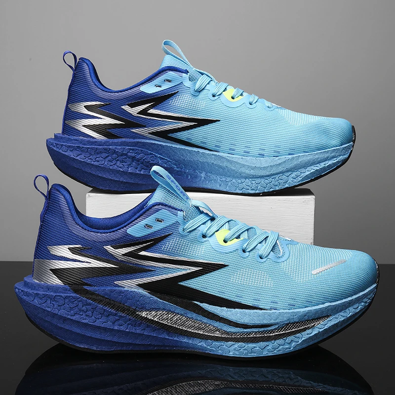 Men New Sports Shoes Lightweight Carbon Plate Running Sneakers Male Marathon Racing Breathable Mesh Athletics Training Shoes