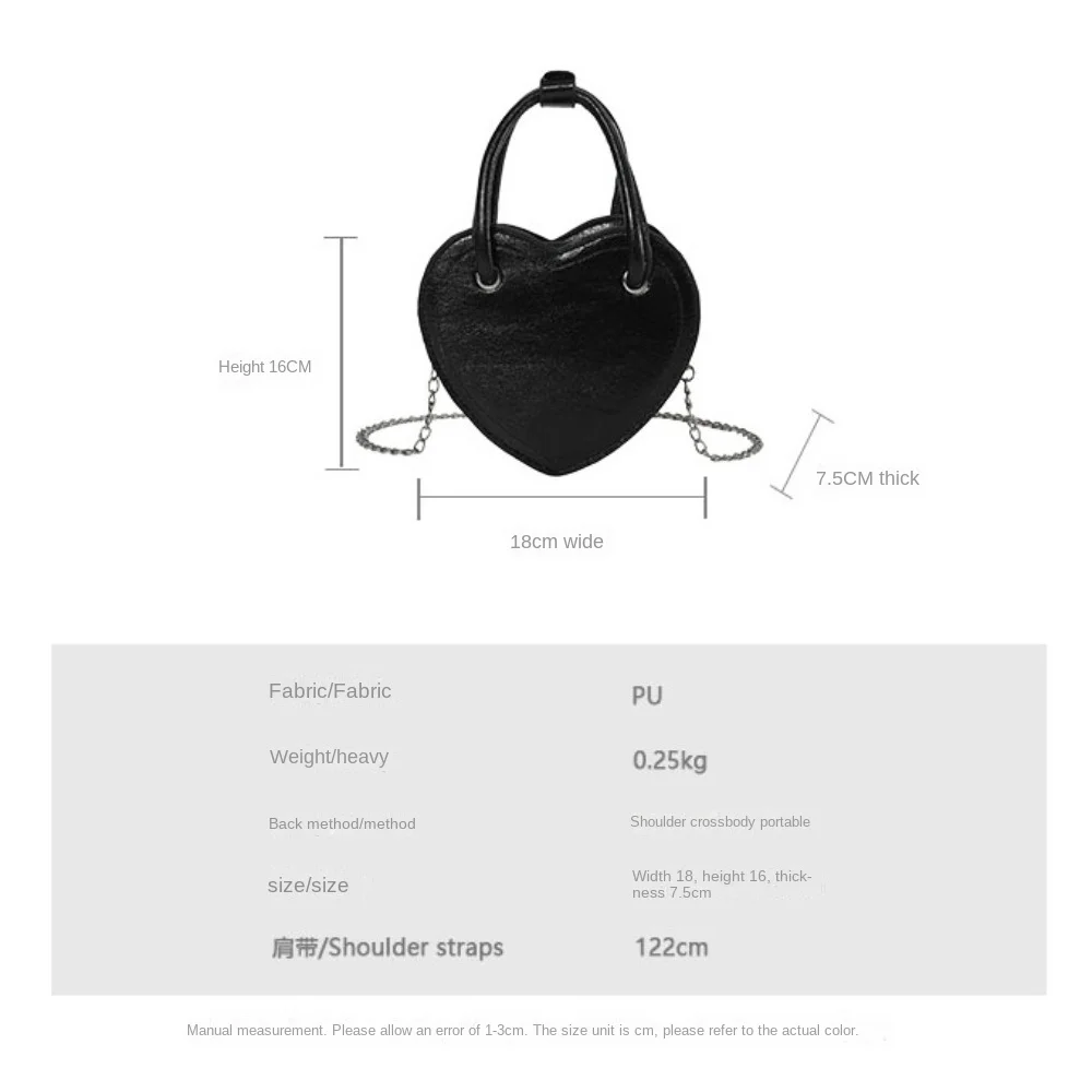 Trendy Heart Shape Shoulder Bag Handbag Daily Commuting Bag Casual Chain Messenger Bag Travel Beach Bag Underarm Bag