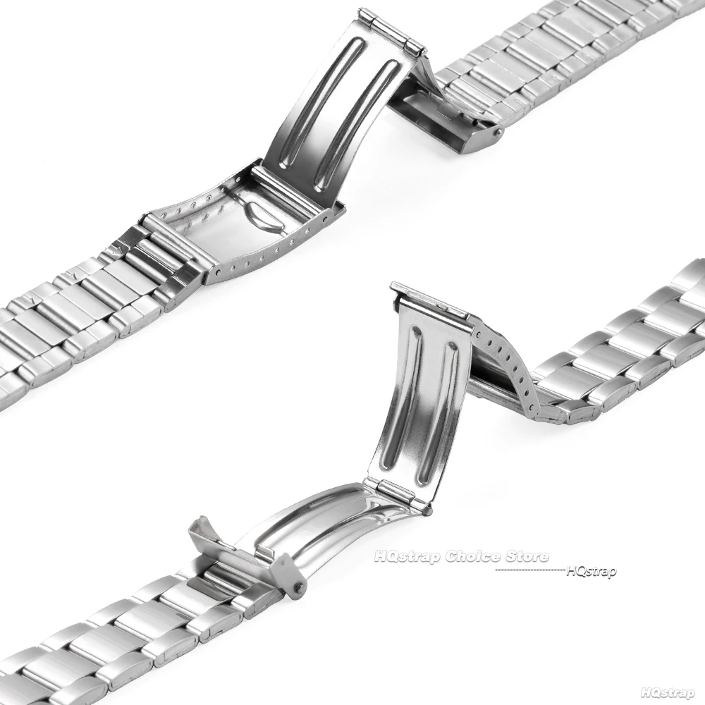 HQstrap Stainless Steel Watch Band 20mm 21mm 22mm 16mm 17mm 18mm 19mm Silver Metal Watchband Scalable Strap End Accessories