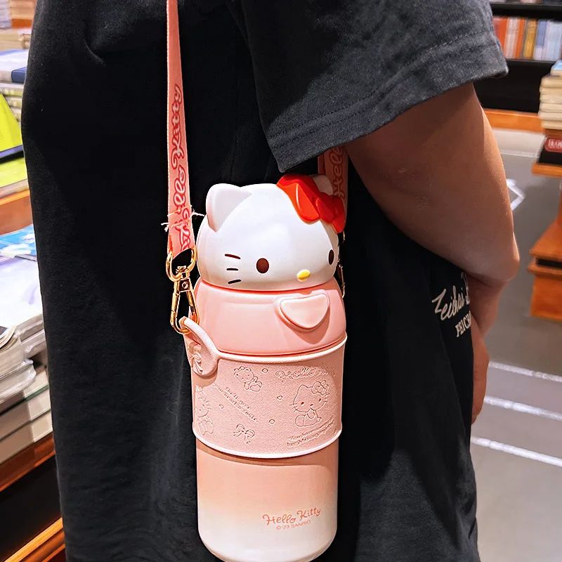 560ml Sanrio Kuromi Hello Kitty Stuff Thermos Cup Insulated Vacuum Flask Kawaii Large Capacity Stainless Steel Water Bottle Gift