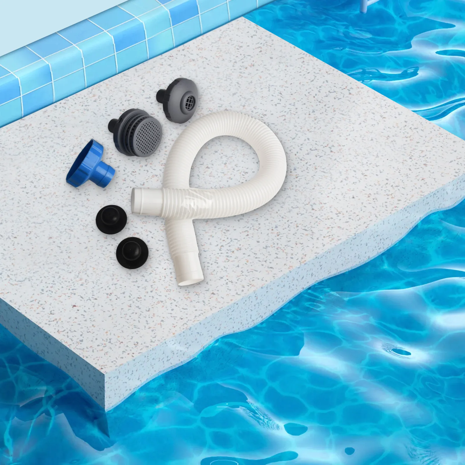 For Hot Summer Use 2.7*3.15*2.8 Cm Black Cap Above Ground Pool Kit Reliable PC Material Seamless Swimming Experience
