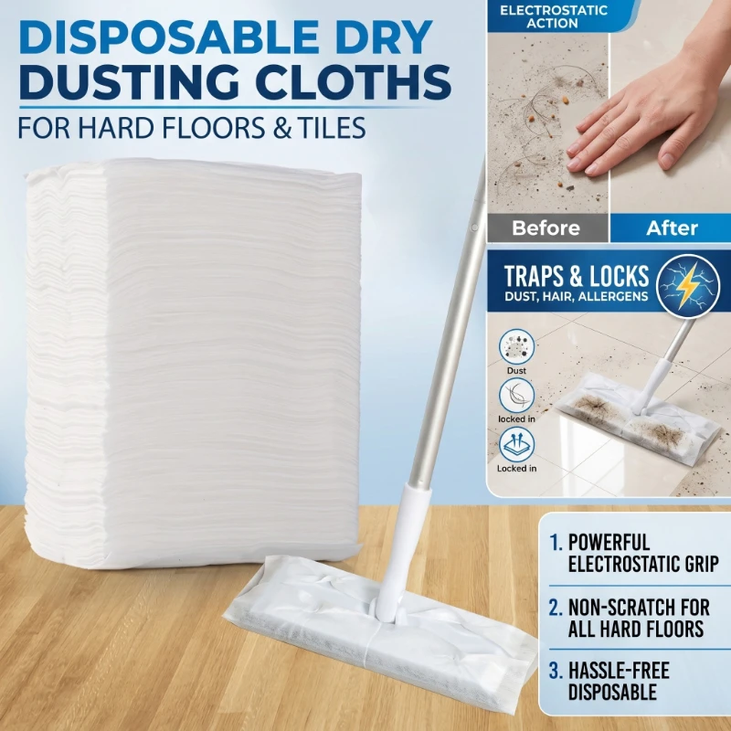 Lazy No Hand Washing Flat Mop 100 Pcs Disposable Electrostatic Dust Removal Paper Dry Wet Floor Cleaning