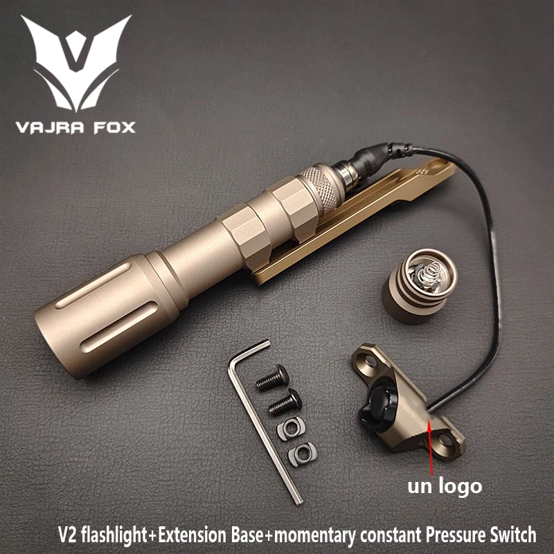 Tactical Sotac 1000/1300lm V2 Flashlight with Extension Bracket and Hot Button Pressure Switch for 20MM Rail KeyMod MLOK