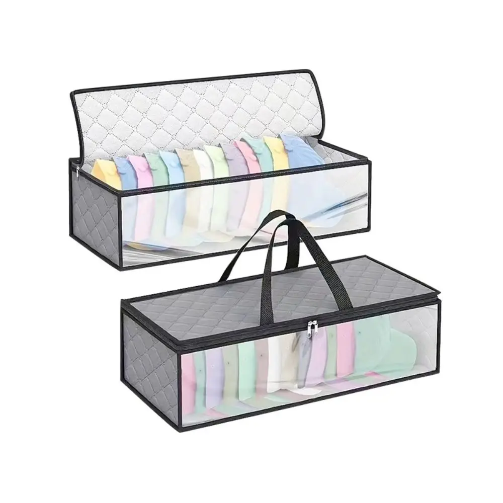 

Non-woven Fabric Underbed Storage Bag Large Capacity Foldable Clothes Organizer Bin Dustproof with Clear Window