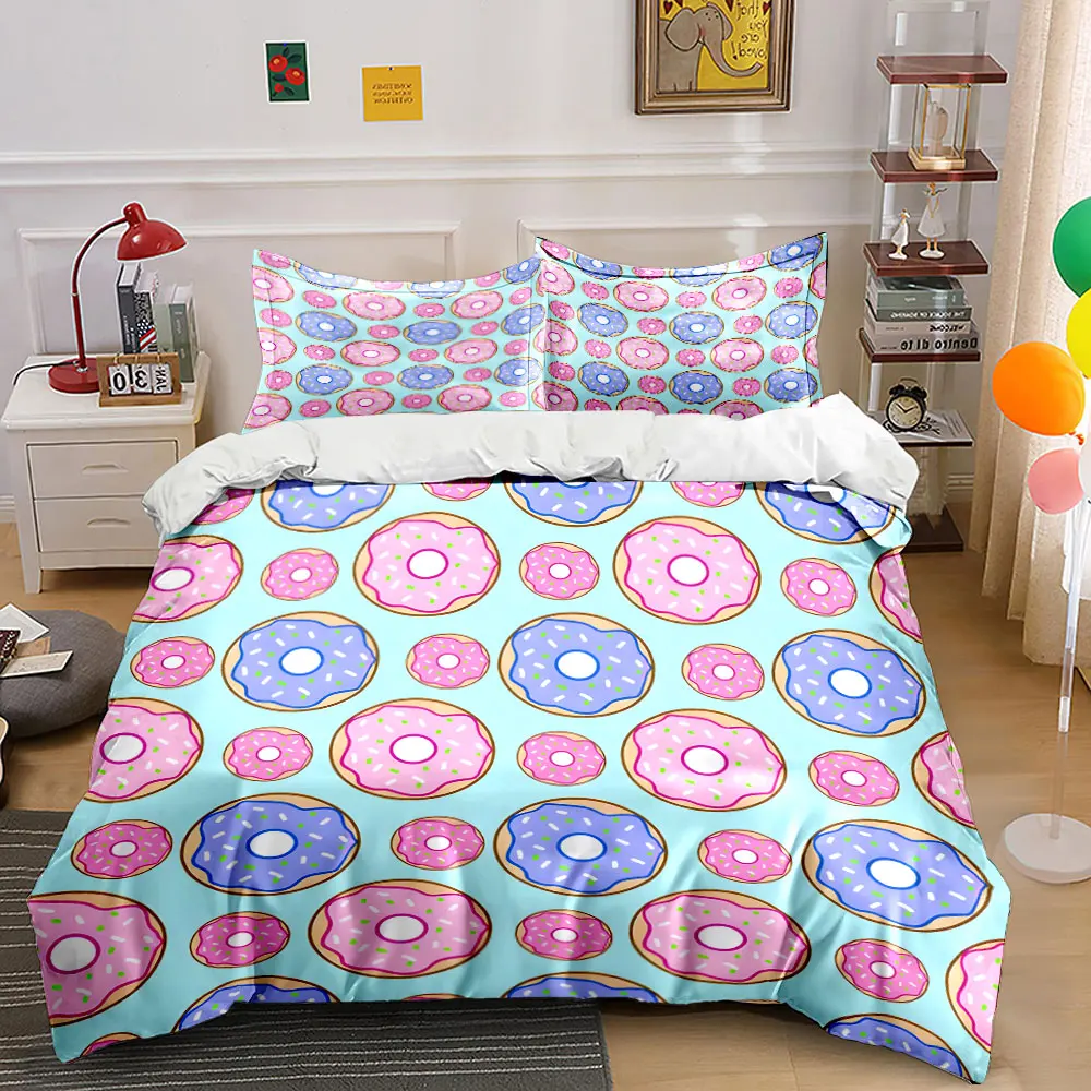 

Donut Pattern Background Bedding Set for Kids Luxury Gift 3pcs Digital Print Comforter Set Soft Comfortable Breathable