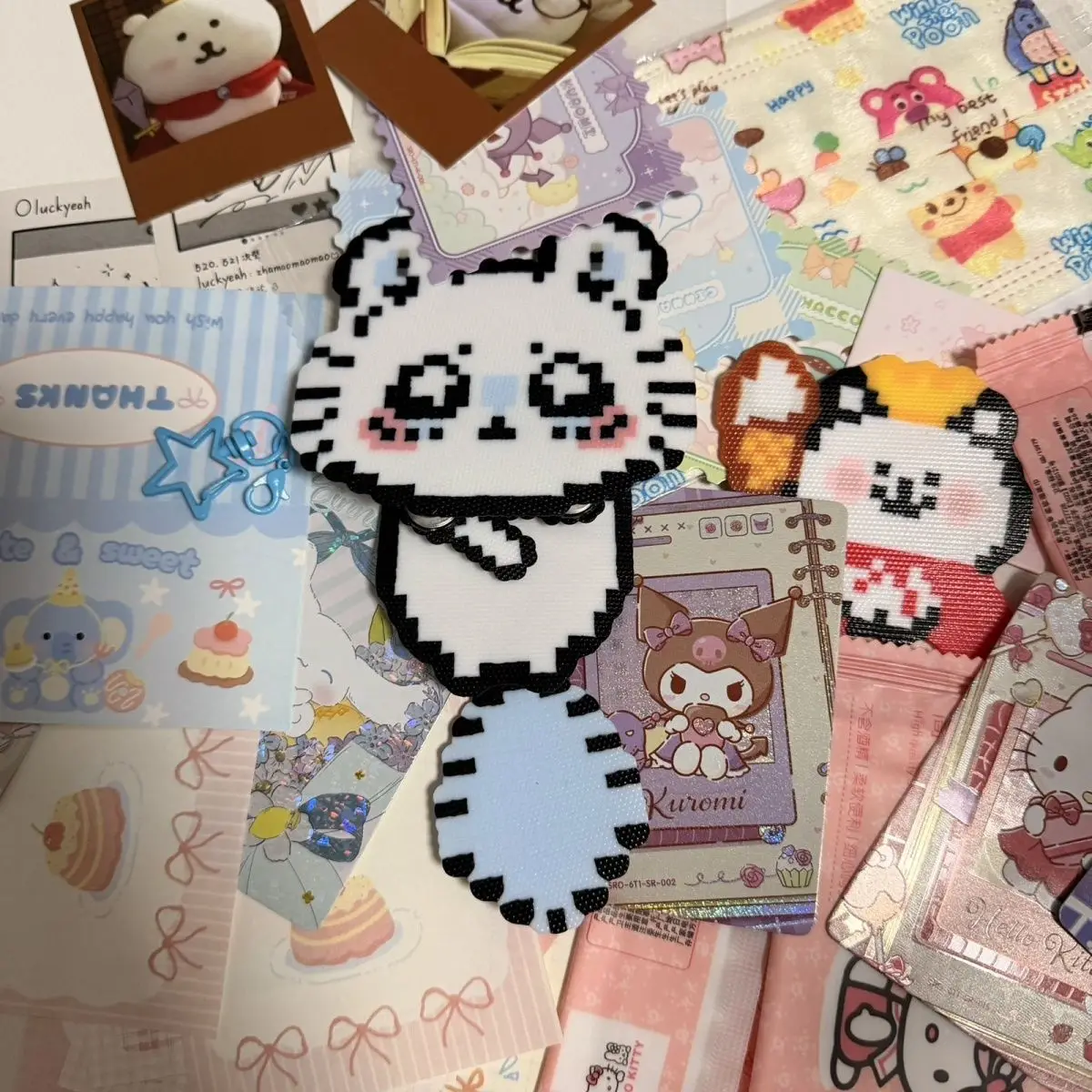 Chiikawa,Hachiware,Usagi Cute Cartoon Flying Squirrel Perler Beads Finished Charm, Heat Ironed, Non-Returnable Non-Exchangeable