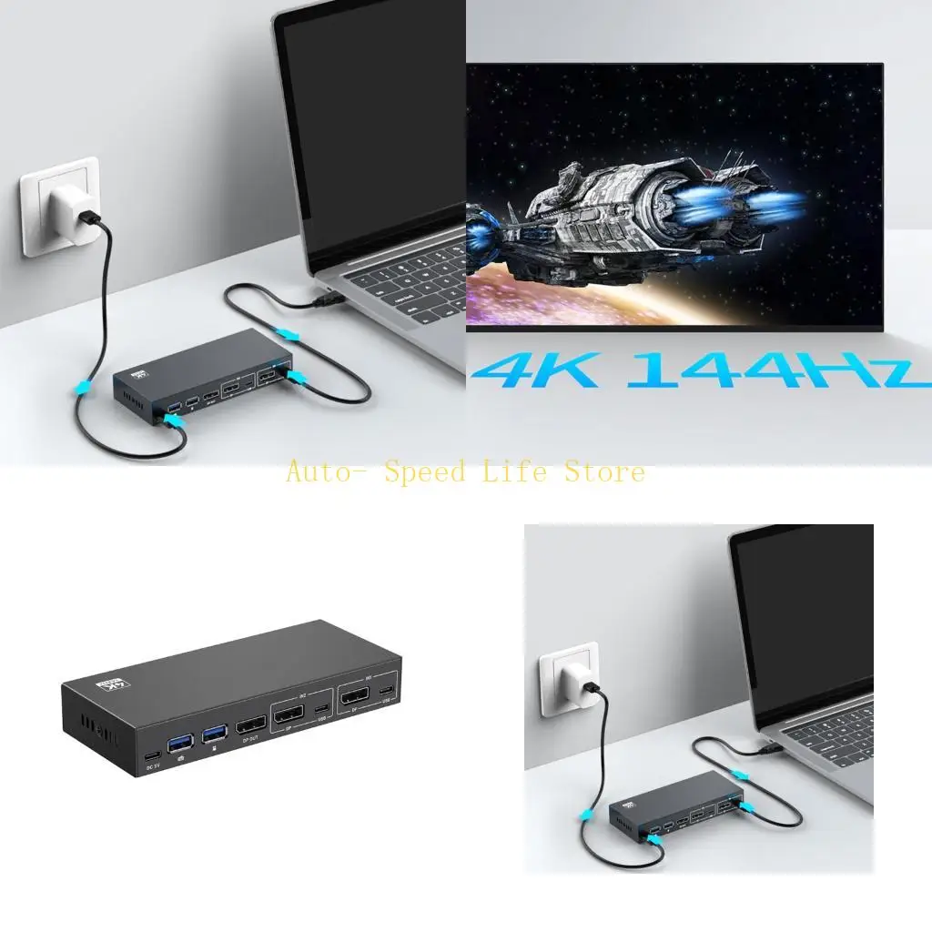 

02DA KVM Switcher для компьютеров DisplayPort KVM Switcher 2 в 1 Out USB3.0 Port для мониторов мыши аксессуаров клавиатур