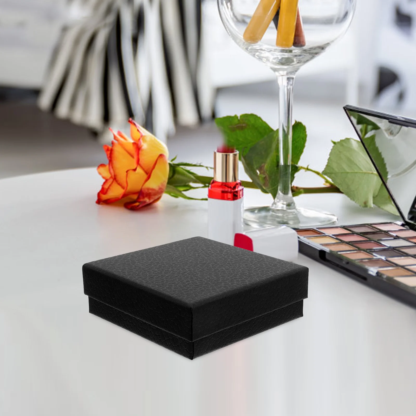 

10pcs Jewelry Packaging Boxes Black Small Paper Box For Ring Necklace Bracelet Earring Storage Travel Wedding Present Protective