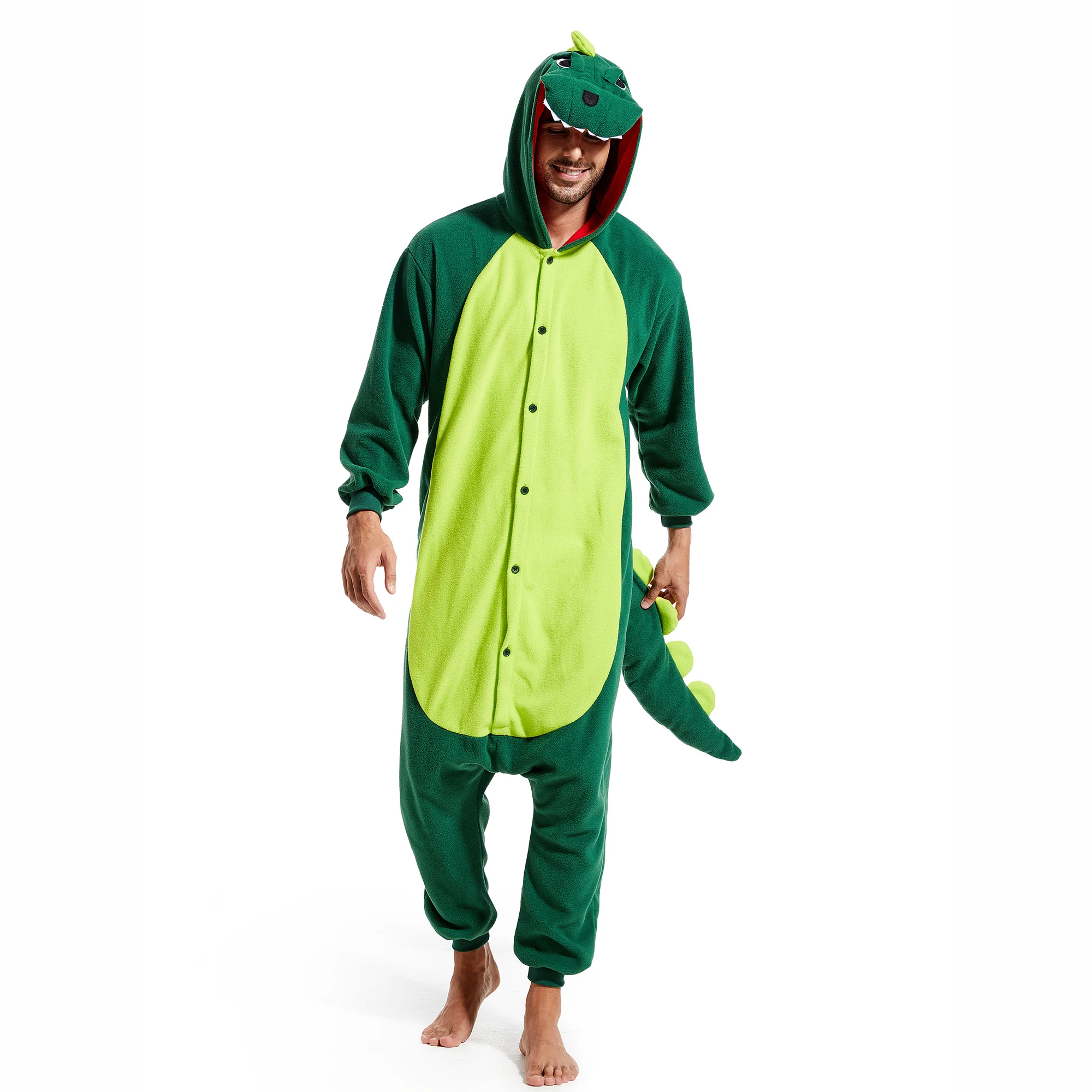 CANASOUR Yetişkin Dinozor Kostümleri Takım Elbise Kadınlar ve Erkekler Için Onesie Pijama Cadılar Bayramı Noel Fantastik Cosplay Tek parça pijama