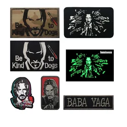 Hot Selling PVC Rubber Patch BABA YAGA John Wick Reeves Head Embroidered Cloth Backpack with Hook and Loop Patches for Clothing