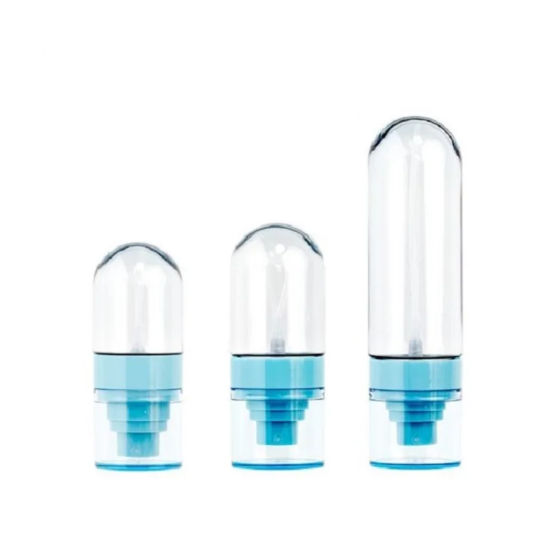 Empty Plastic Upside Down Spary Refillable Bottle Light Blue Pump Clear Cover 30ml 50ml100ml Portable Packaging PET Bottle 20pcs