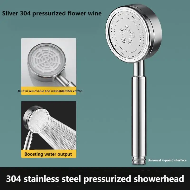 

Handheld showerhead made of 304 stainless steel and pressurized showerhead made of stainless steel material for household use