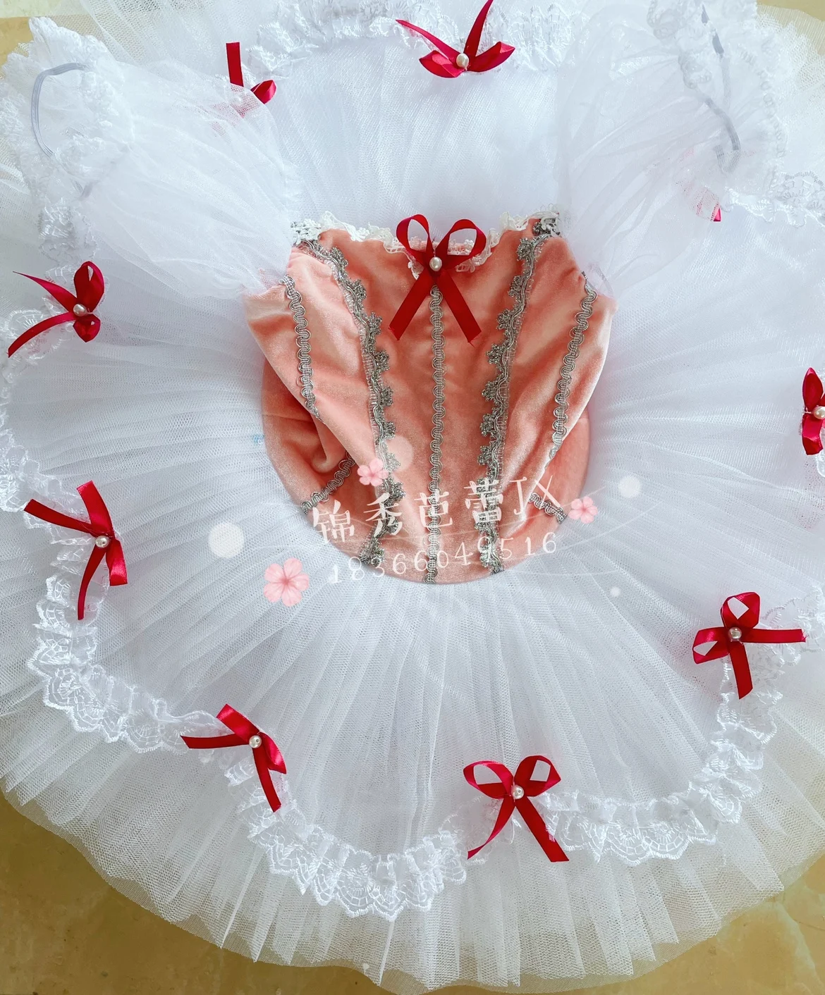 Puff Sleeves Classical Ballet Tutu Girls Ballet Dress Professional Pink Romantic Ballet Costume Dance Bodysuit Performance Cloth