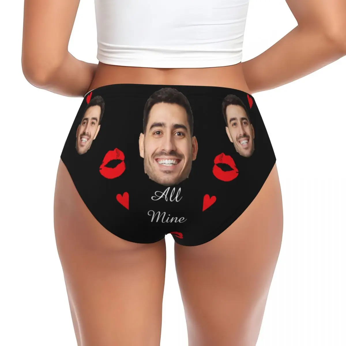 Dámské personalizované kalhotky s fotografií obličeje na Valentýna, bezešvé spodní prádlo, neviditelné kalhotky s plným pokrytím - náhled 2