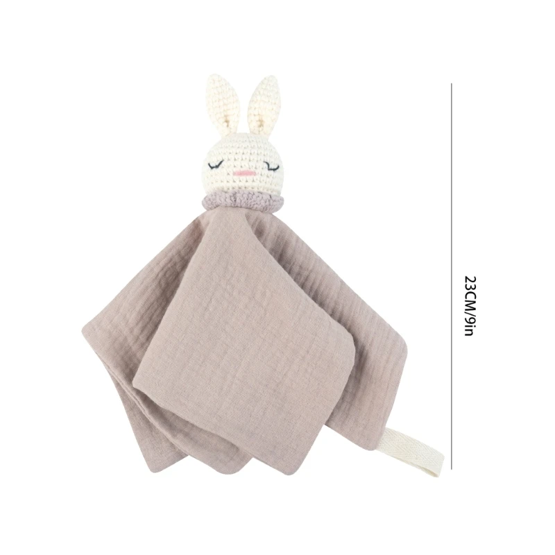 N80C Breathable Security Blanket Drool Bib Crochet Rabbit Soothe Towel Teething Bib